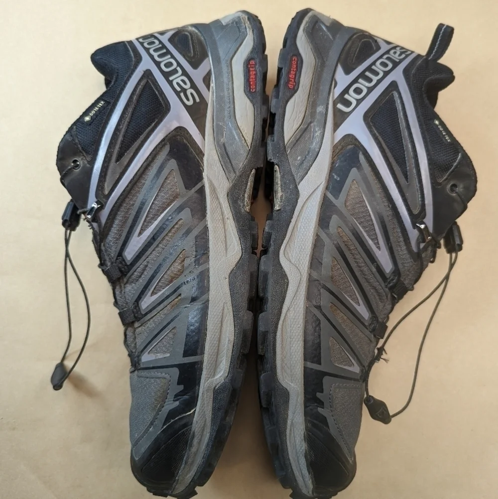 Salomon X Ultra Mid Gortex Black Gray Hiking Boots  Ortholite Men's Size 10The